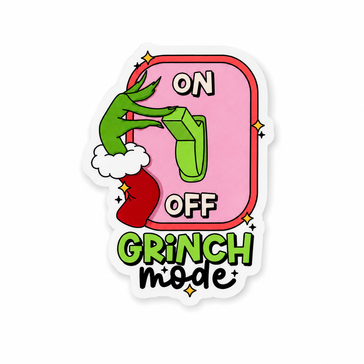 Grinch mode on off holiday plastic add-on for compatible interchangeable badge reel bases