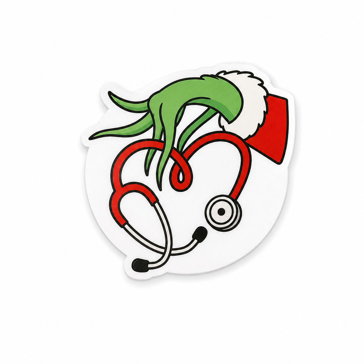 Grinch stethoscope holiday plastic add-on for compatible interchangeable badge reel bases