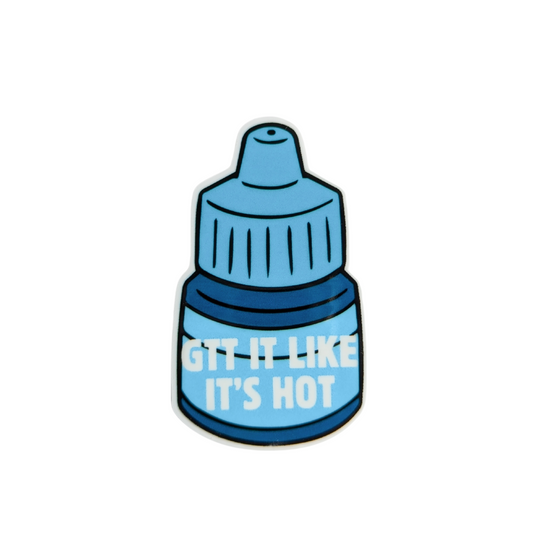 GTT IT LIKE IT'S HOT plastic add-on featuring a medication bottle design, compatible with interchangeable badge reel bases, funny healthcare worker accessory