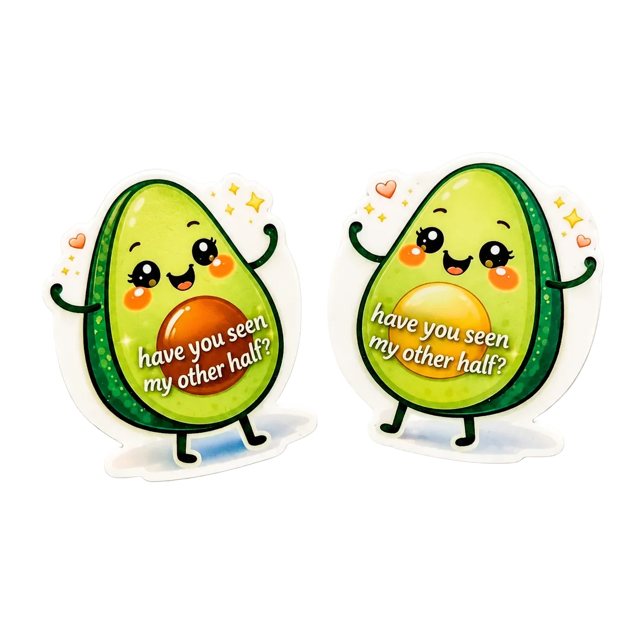 Cute avocado plastic add-on set featuring “have you seen my other half?” matching designs for badge reel accessories