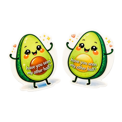 Cute avocado plastic add-on set featuring “have you seen my other half?” matching designs for badge reel accessories