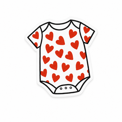 Heart baby onesie plastic add-on for compatible interchangeable badge reel bases