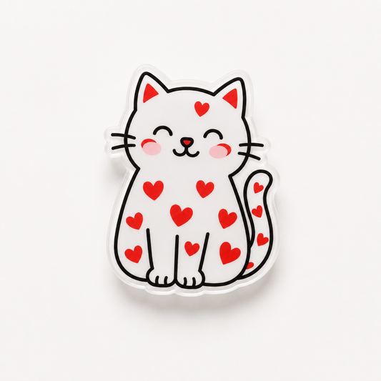 Heart cat plastic add-on for compatible interchangeable badge reel bases