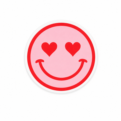 Heart eyes smiley plastic add-on for compatible interchangeable badge reel bases