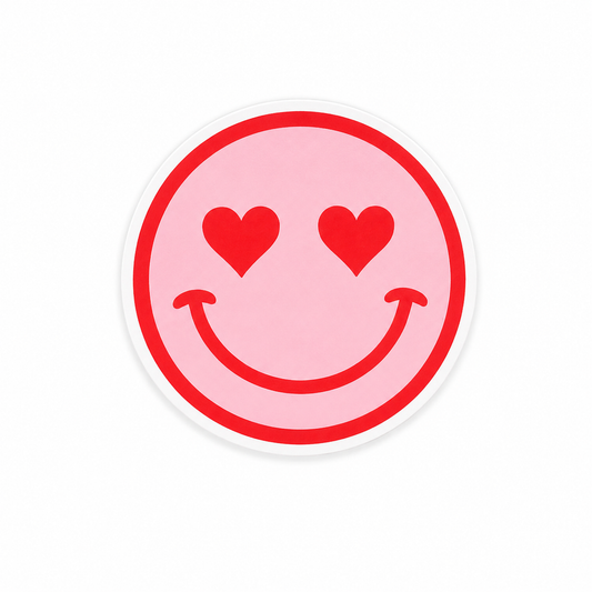 Heart eyes smiley plastic add-on for compatible interchangeable badge reel bases