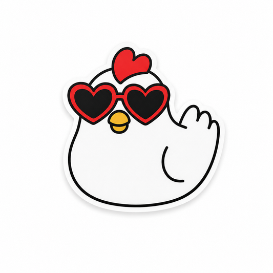 Heart sunglasses chicken plastic add-on for compatible interchangeable badge reel bases