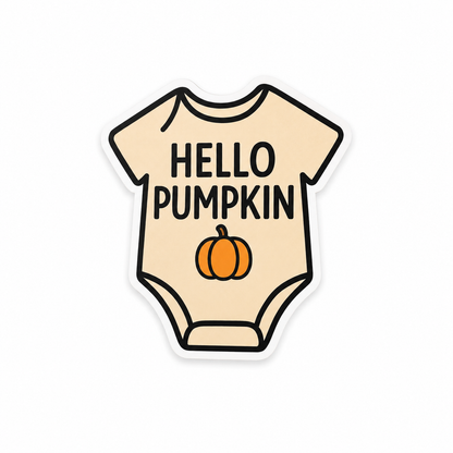 Hello Pumpkin baby onesie plastic add-on with pumpkin design compatible with interchangeable badge reel bases for NICU nurses and labor delivery staff.