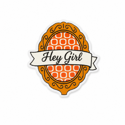 Hey Girl retro mirror style plastic add-on with vintage inspired aesthetic for compatible interchangeable badge reel bases and healthcare worker accessories