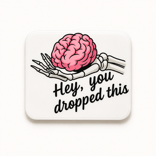 Hey You Dropped This plastic add-on for compatible interchangeable badge reel bases

