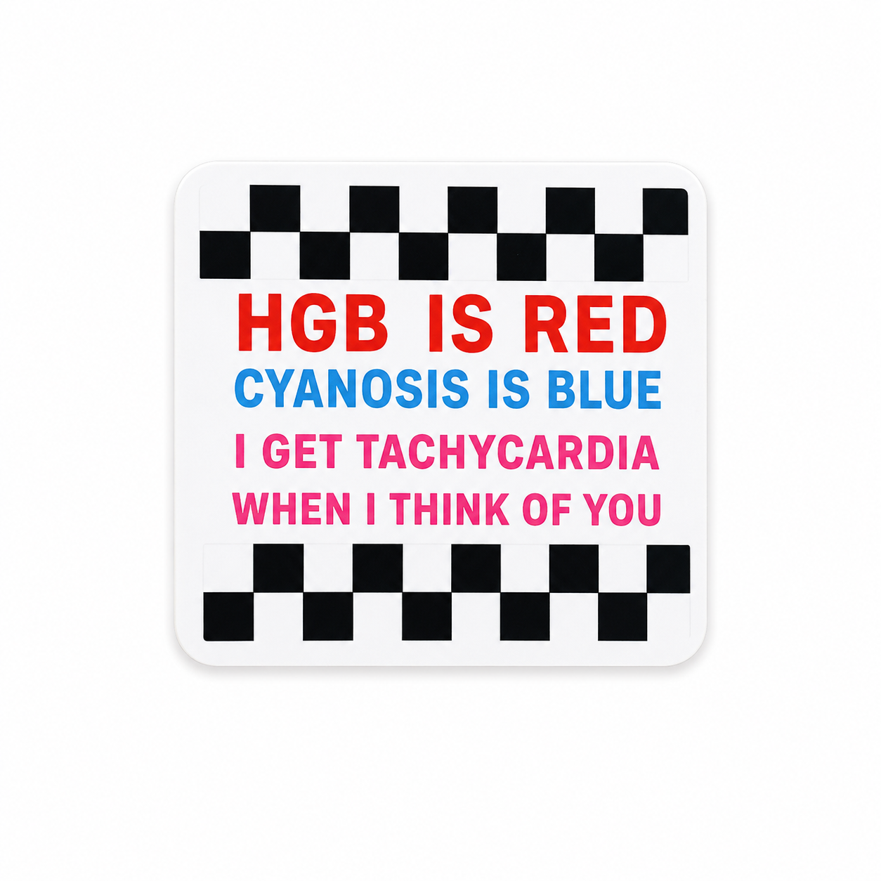 HGB Is Red Tachycardia Valentine plastic add-on for compatible interchangeable badge reel bases