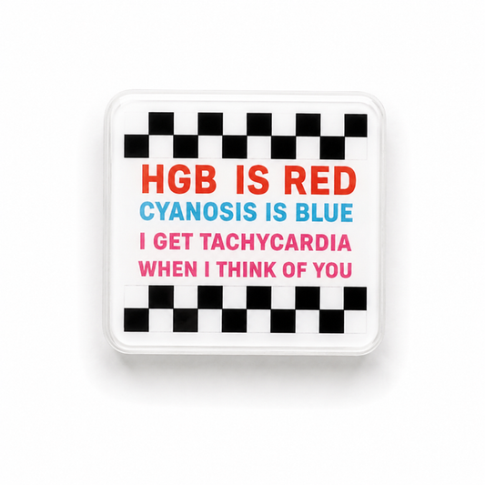 HGB Is Red Tachycardia Valentine plastic add-on for compatible interchangeable badge reel bases