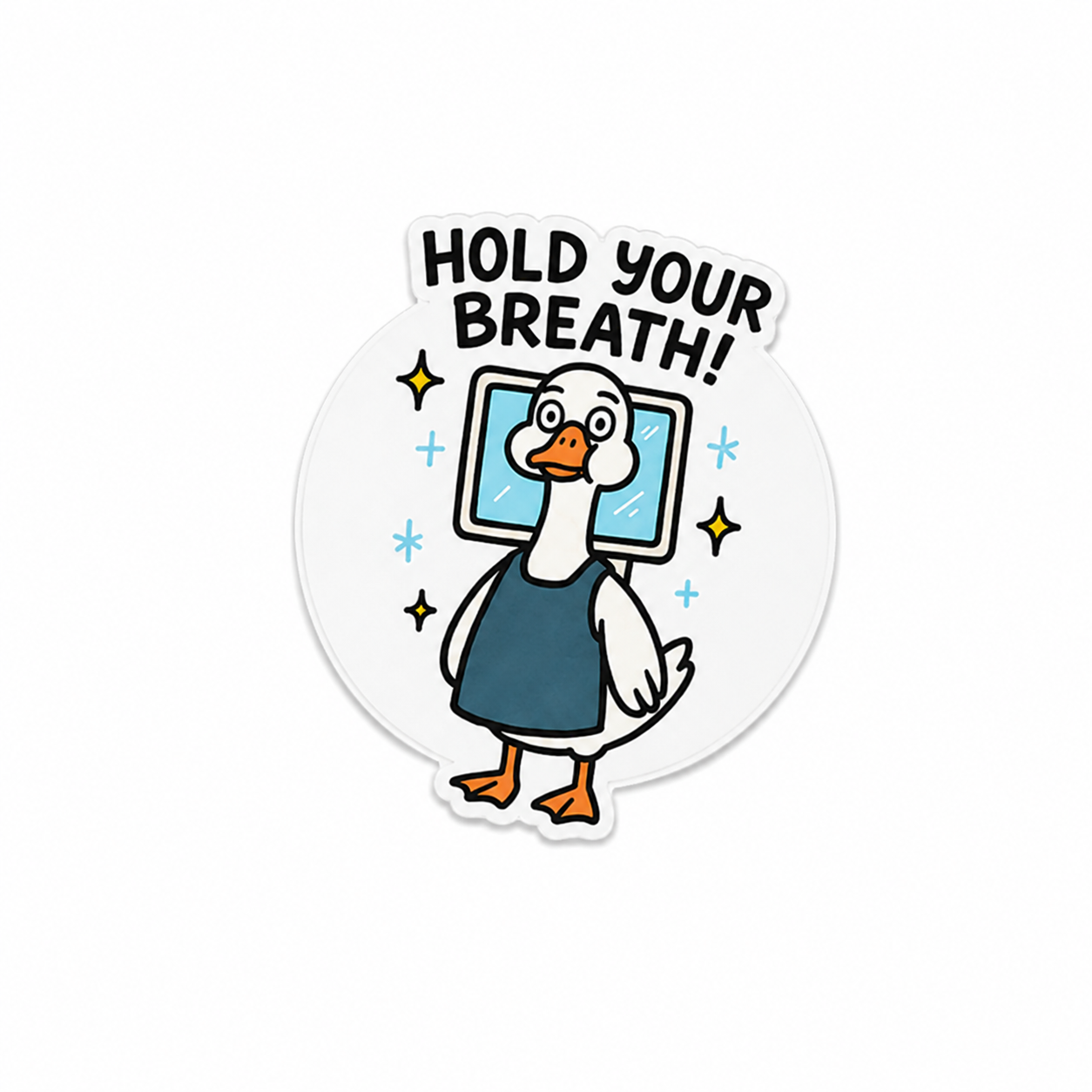 Hold Your Breath plastic add-on featuring a cute goose radiology design for compatible interchangeable badge reel bases