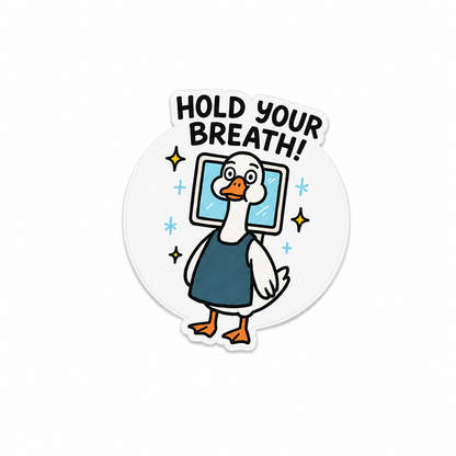 Hold Your Breath plastic add-on featuring a cute goose radiology design for compatible interchangeable badge reel bases