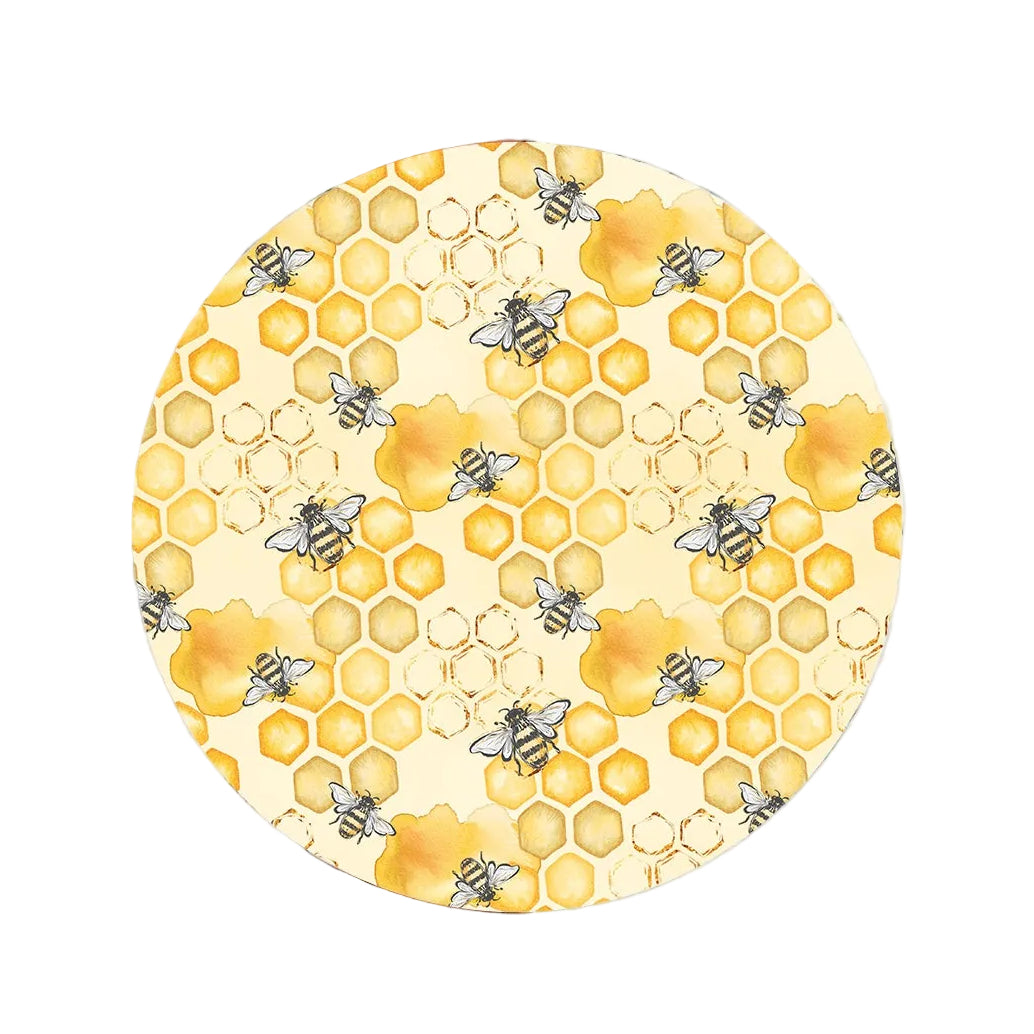Honey Bee Honeycomb hard board add-on featuring buzzing bees, golden honeycomb, and watercolor honey, compatible with interchangeable badge reel bases.