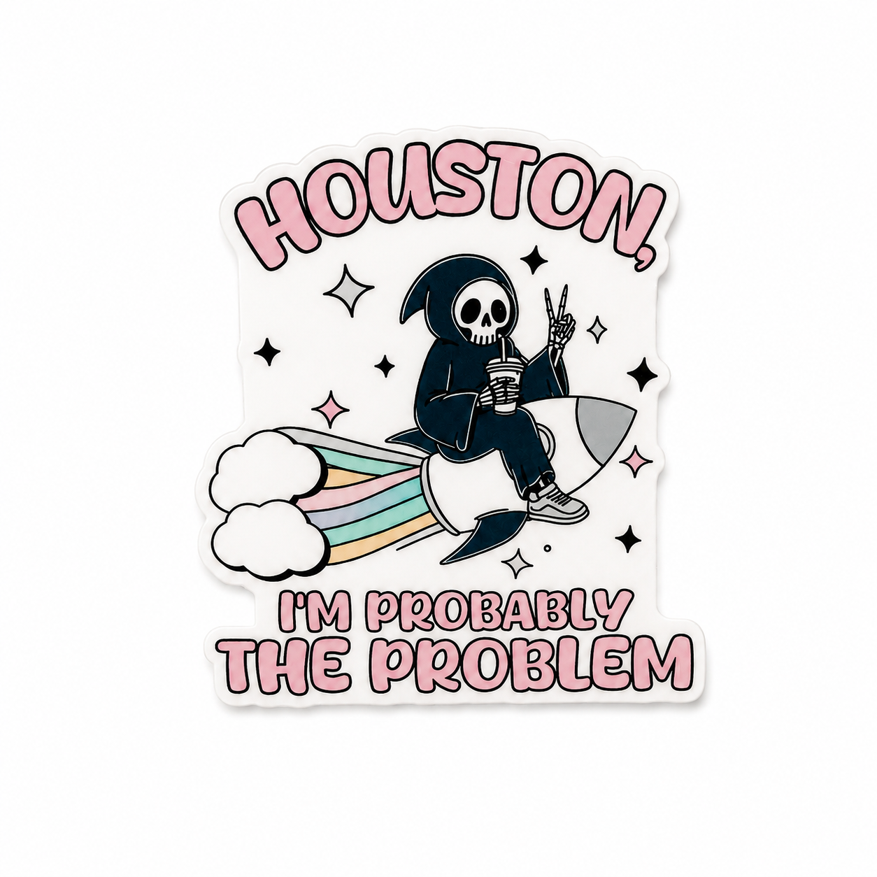 Houston I’m Probably The Problem funny interchangeable badge reel add-on for nurses and healthcare workers