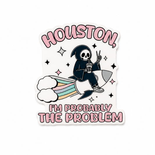 Houston I’m Probably The Problem funny interchangeable badge reel add-on for nurses and healthcare workers