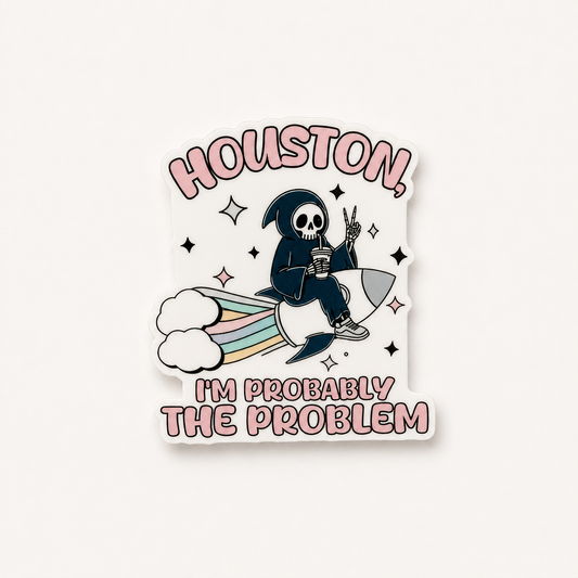 Houston I’m Probably The Problem funny interchangeable badge reel add-on for nurses and healthcare workers
