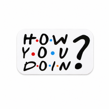 How You Doin plastic add-on with colorful retro lettering compatible with interchangeable badge reel bases for nurses and healthcare workers.