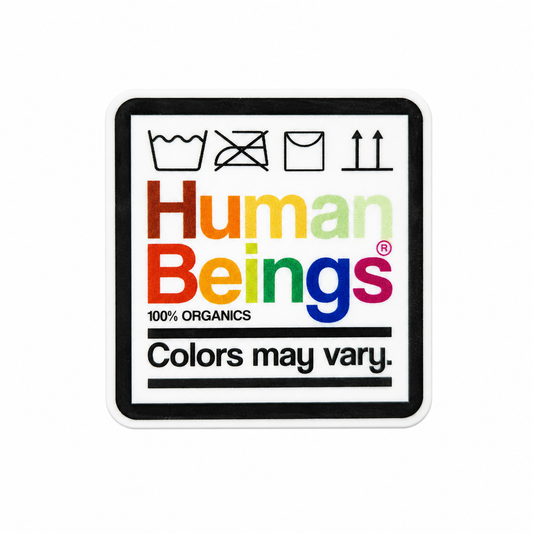Human Beings Colors may vary plastic add-on with rainbow lettering and inclusion message, compatible with interchangeable badge reel bases