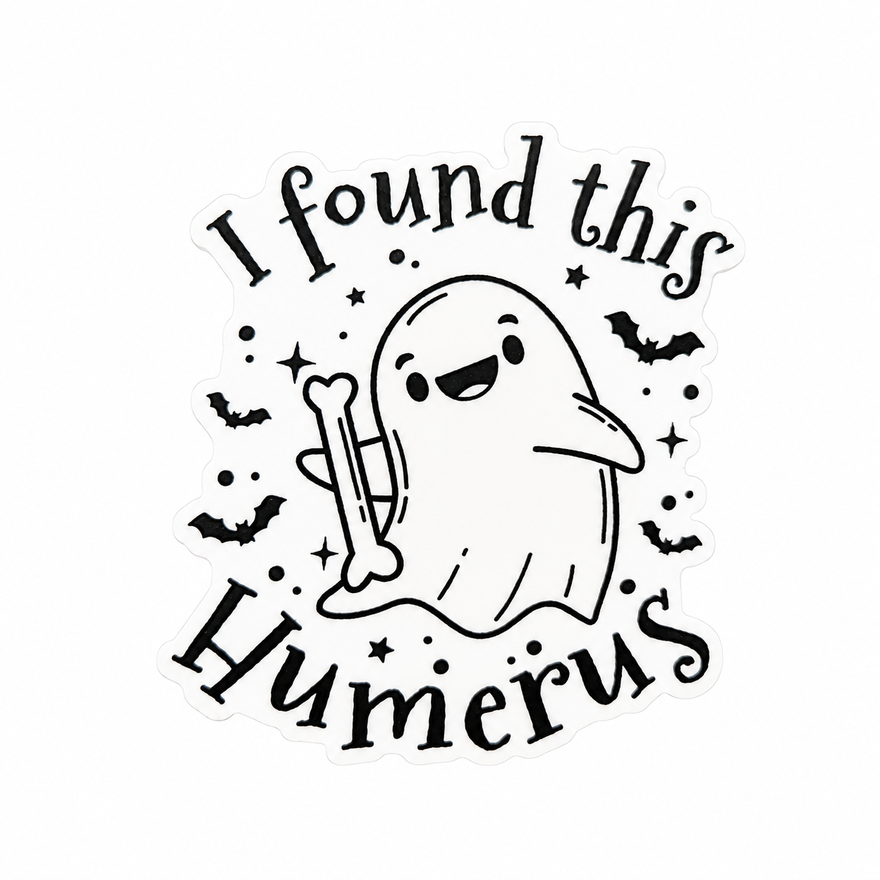 I found this Humerus plastic add-on with cute ghost, bone, bats, and spooky medical humor, compatible with interchangeable badge reel bases.