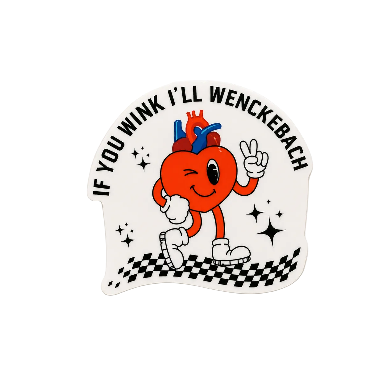 Funny cardiac themed plastic add-on for badge reels with cute winking heart design for nurses and healthcare workers