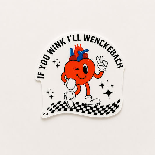 Funny cardiac themed plastic add-on for badge reels with cute winking heart design for nurses and healthcare workers