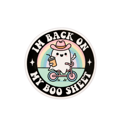 Cute ghost Halloween plastic add-on for badge reels with funny boo sheet design for nurses and healthcare workers