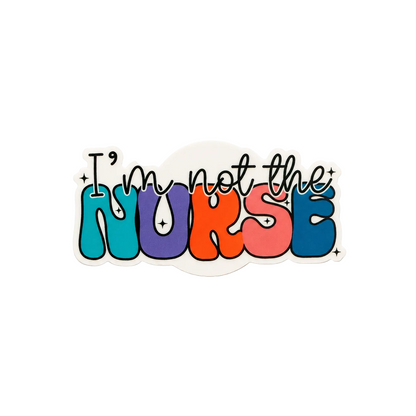 Retro style plastic add-on for badge reels with I’m Not the Nurse design for healthcare workers and medical staff