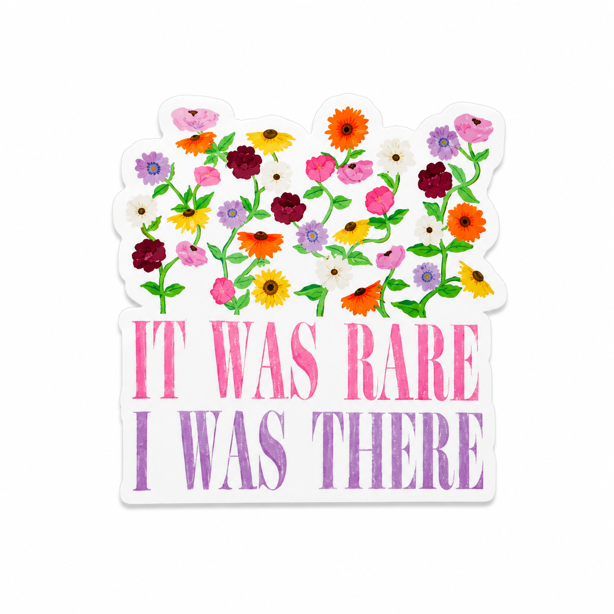 It Was Rare I Was There floral plastic add-on with colorful flower design for compatible interchangeable badge reel bases, aesthetic healthcare worker accessory