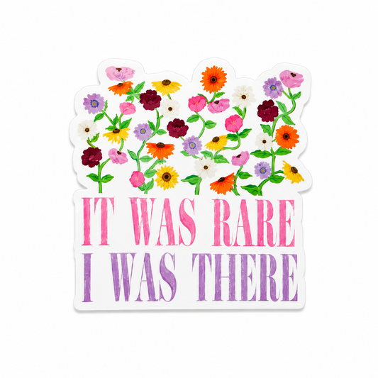 It Was Rare I Was There floral plastic add-on with colorful flower design for compatible interchangeable badge reel bases, aesthetic healthcare worker accessory