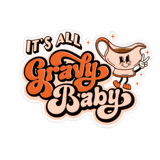 It's All Gravy Baby plastic add-on, compatible with interchangeable badge reel bases