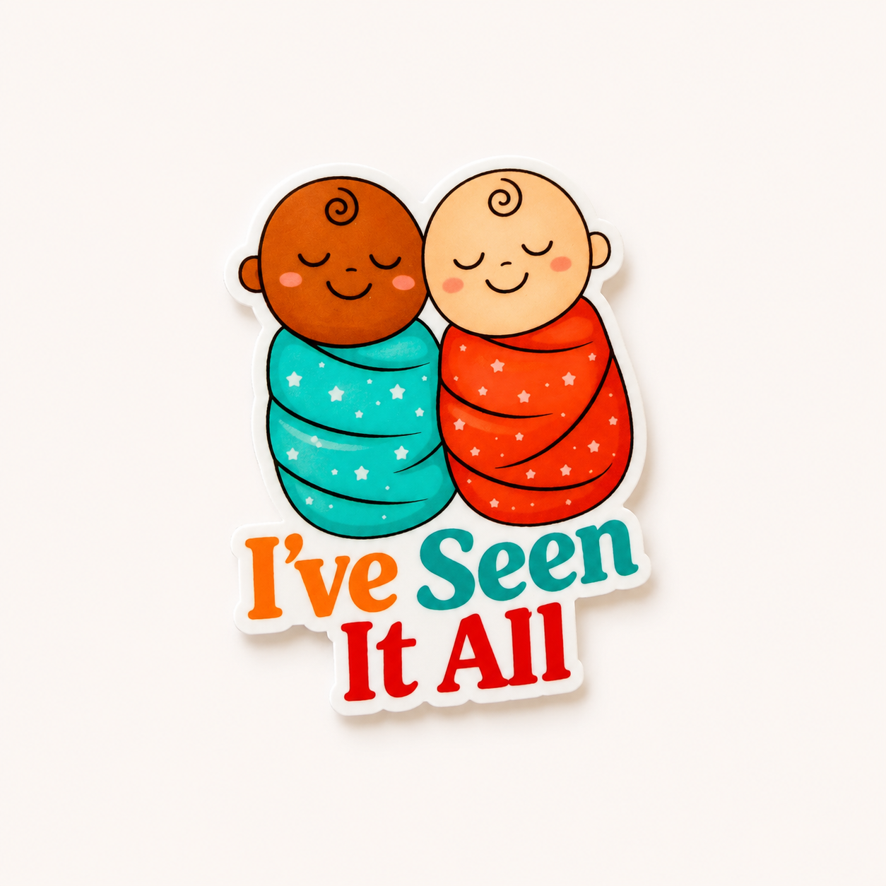 Cute swaddled baby plastic add-on for badge reels with I’ve Seen It All design for NICU nurses and healthcare workers