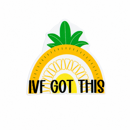 IVF GOT THIS plastic add-on featuring a pineapple-inspired design, compatible with interchangeable badge reel bases, fertility support accessory and motivational gift