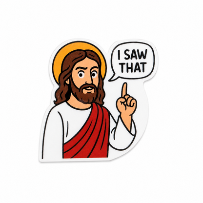 Jesus I Saw That faith-based funny plastic add-on for compatible interchangeable badge reel bases
