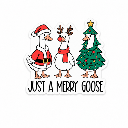 Just A Merry Goose plastic add-on featuring festive Christmas geese in holiday outfits for compatible interchangeable badge reel bases.