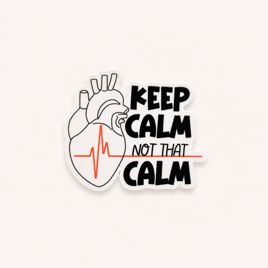 Keep Calm Not That Calm plastic add-on for compatible interchangeable badge reel bases designed for nurses and healthcare workers