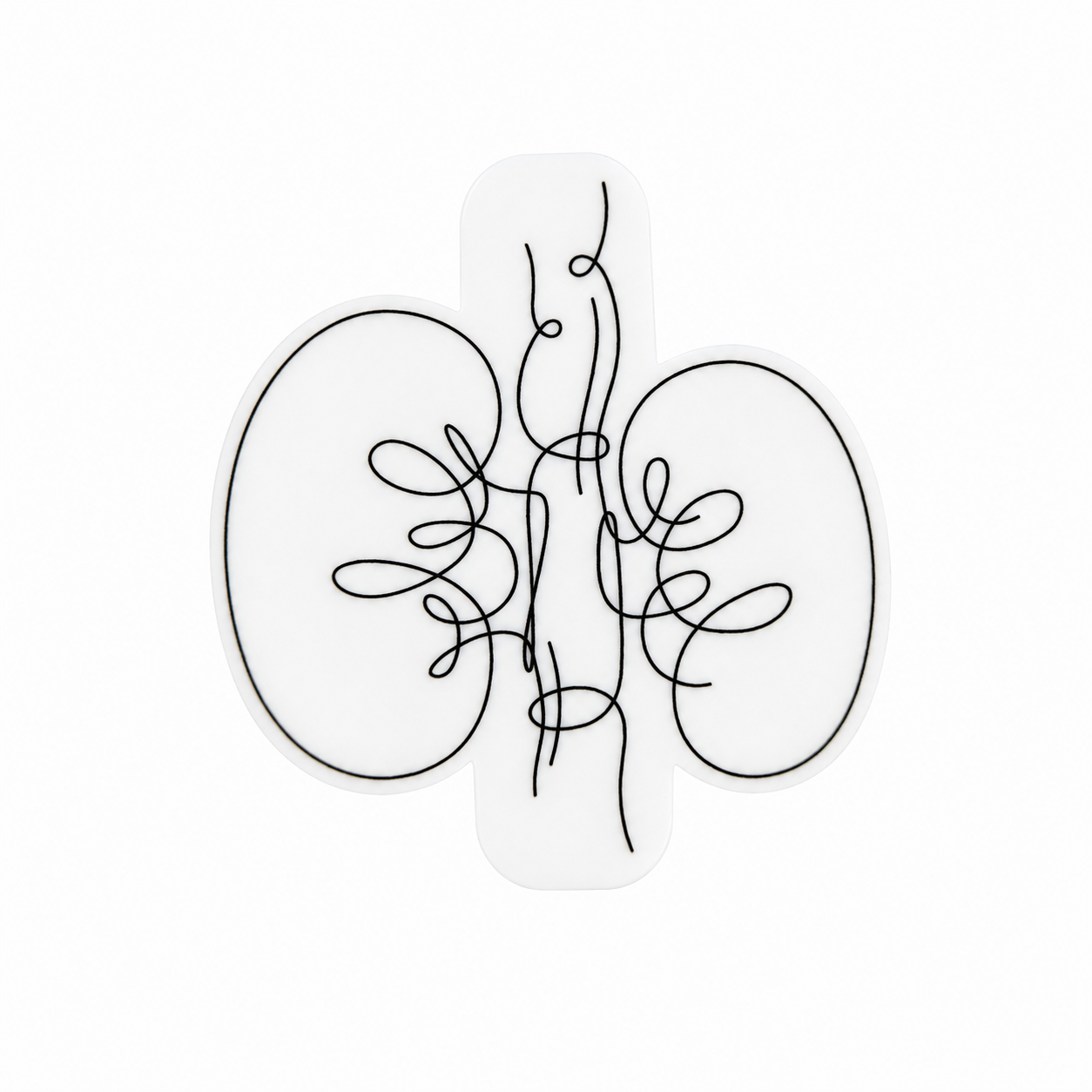 Minimalist kidney line art plastic add-on compatible with interchangeable badge reel bases, nephrology and renal healthcare accessory for nurses and dialysis staff