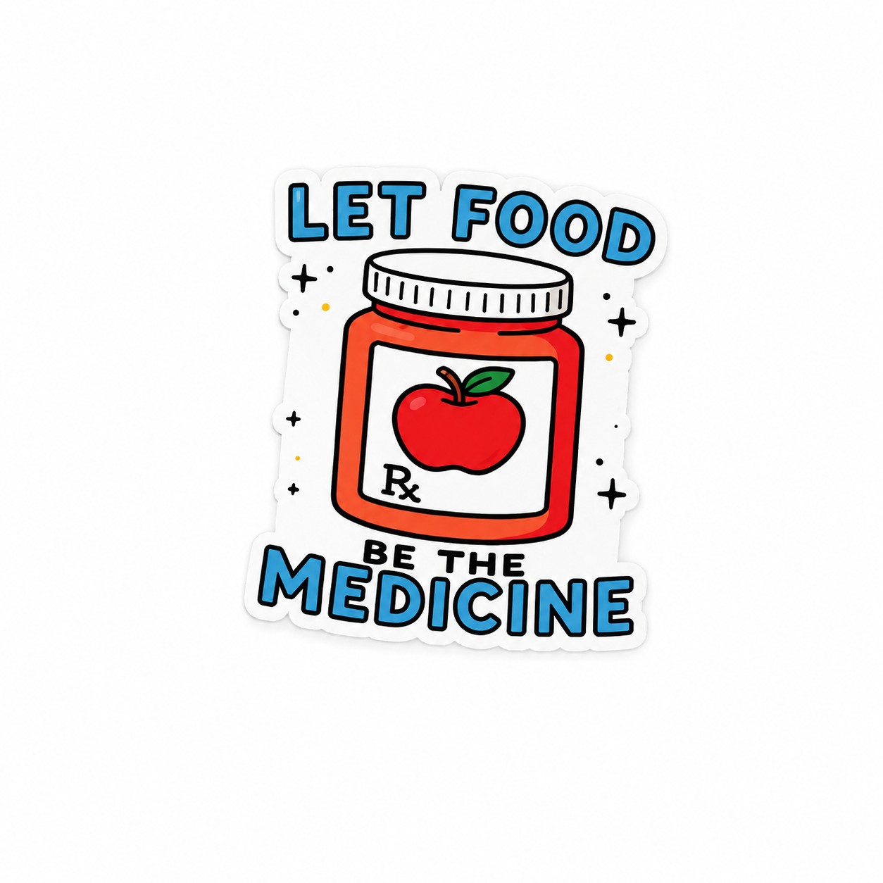 Let Food Be the Medicine plastic add-on featuring a medicine jar with apple design for compatible interchangeable badge reel bases