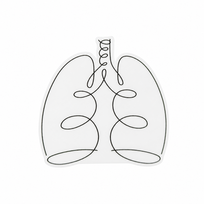 Minimalist lung line art plastic add-on compatible with interchangeable badge reel bases, respiratory therapist accessory and pulmonary healthcare badge topper