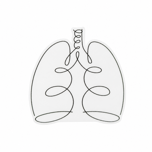 Minimalist lung line art plastic add-on compatible with interchangeable badge reel bases, respiratory therapist accessory and pulmonary healthcare badge topper