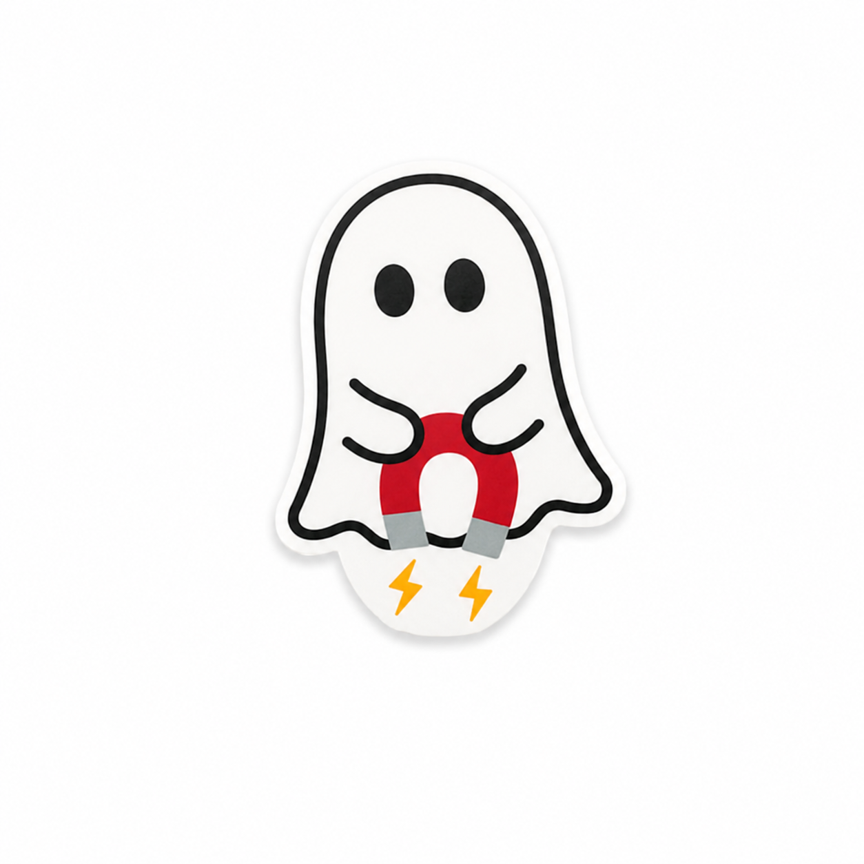 Cute ghost plastic add-on holding a magnet for MRI techs and radiology staff compatible with interchangeable badge reel bases.
