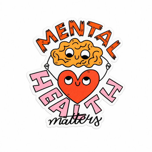 MENTAL HEALTH matters plastic add-on with brain and heart design, compatible with interchangeable badge reel bases