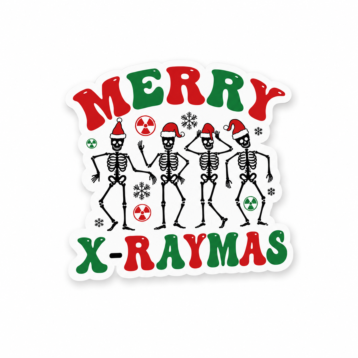 Merry X-RAYmas radiology themed plastic add-on for compatible interchangeable badge reel bases