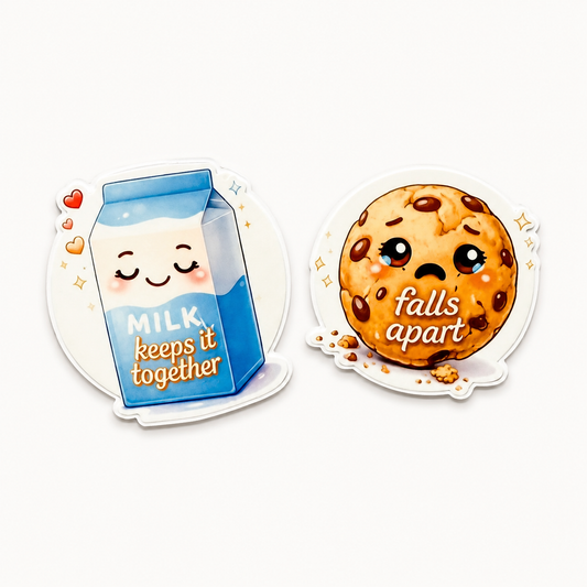 Funny milk and cookie plastic add-on set for badge reels with cute matching best friend design