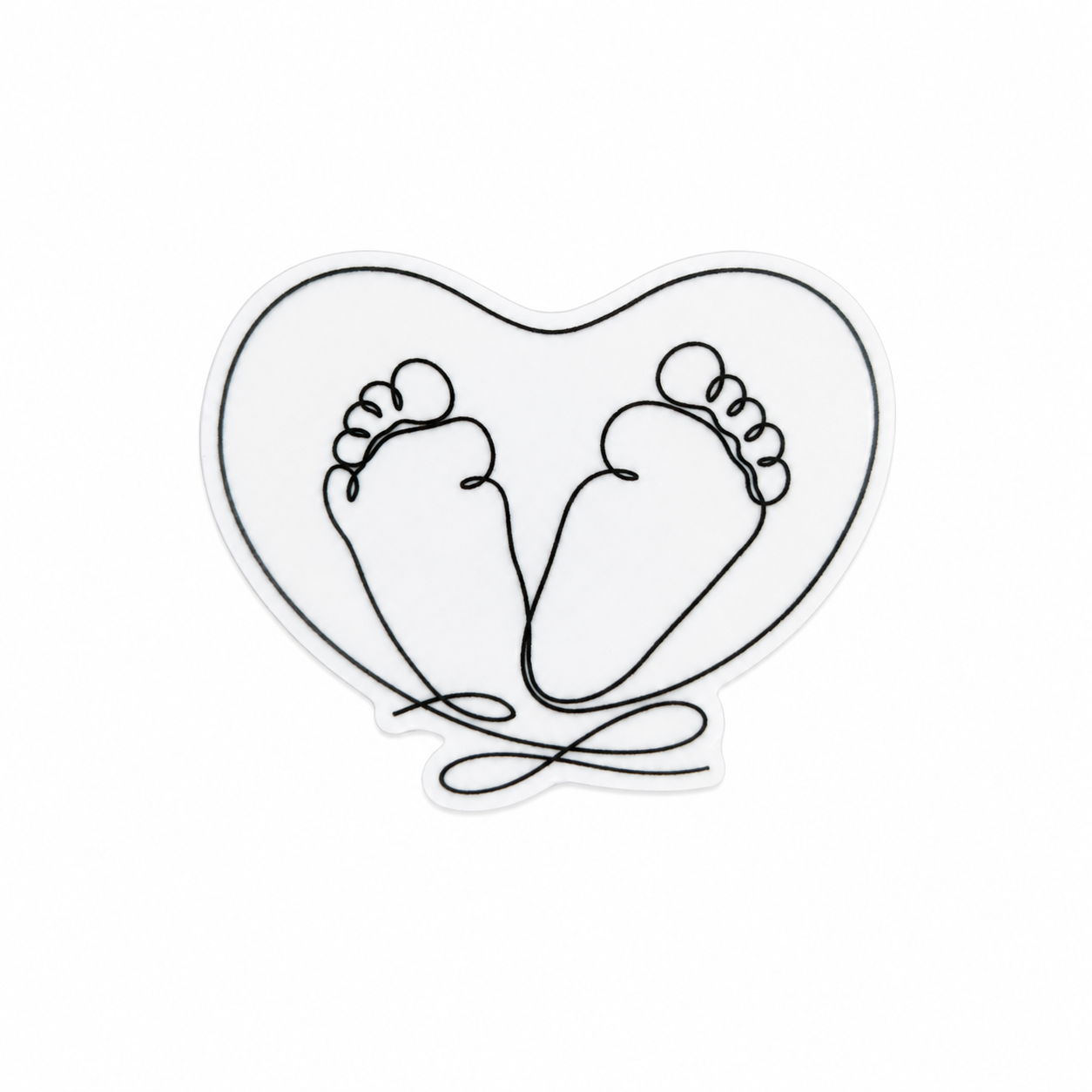 Plastic add-on featuring minimalist baby feet forming a heart outline, compatible with interchangeable badge reel bases, ideal for NICU, pediatrics, and newborn-themed accessories