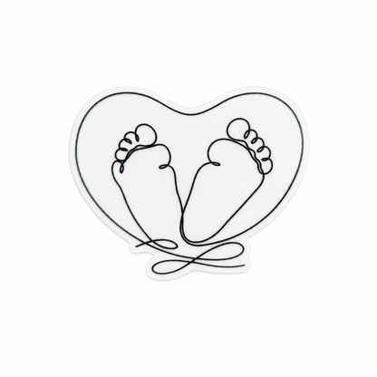 Plastic add-on featuring minimalist baby feet forming a heart outline, compatible with interchangeable badge reel bases, ideal for NICU, pediatrics, and newborn-themed accessories