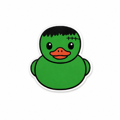 Monster duck Halloween plastic add-on with cute spooky cartoon aesthetic compatible with interchangeable badge reel bases