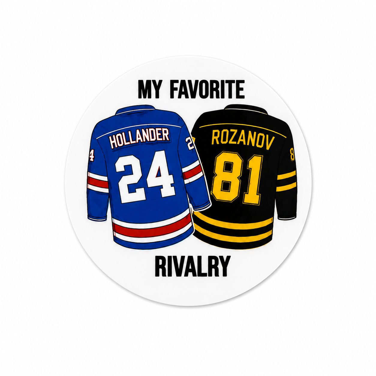 My Favorite Rivalry hockey jersey plastic add-on for badge reels inspired by hockey fans and sports lovers
