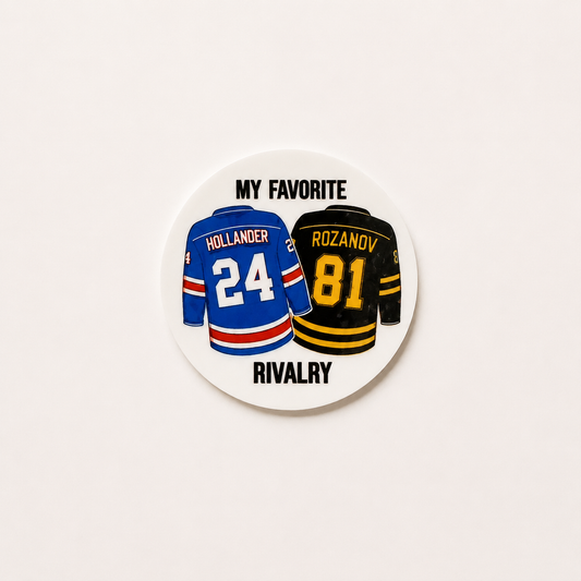 My Favorite Rivalry hockey jersey plastic add-on for badge reels inspired by hockey fans and sports lovers