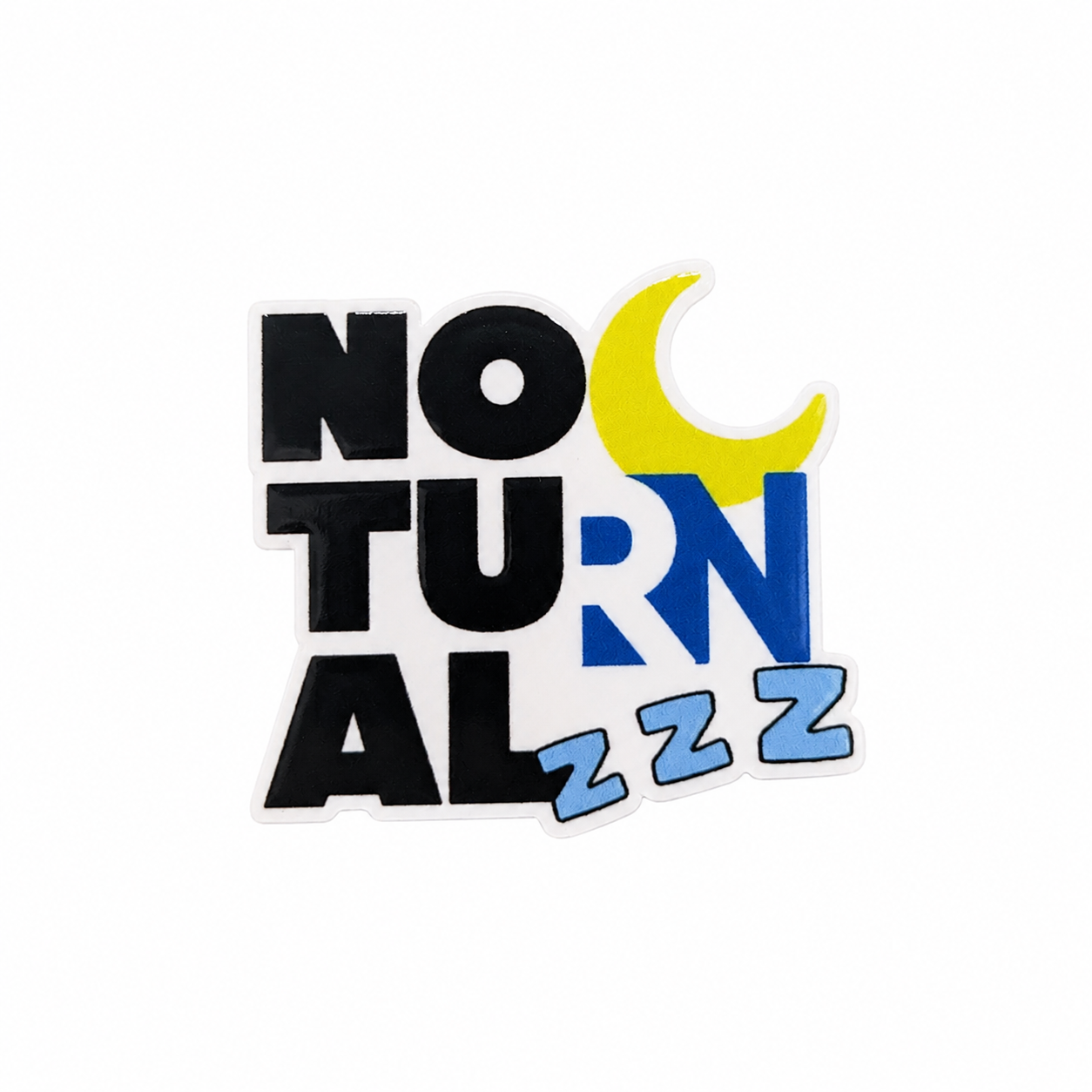 NoCTurn ALzzz plastic add-on featuring a crescent moon and sleepy lettering, compatible with interchangeable badge reel bases, perfect for night shift nurses and healthcare workers